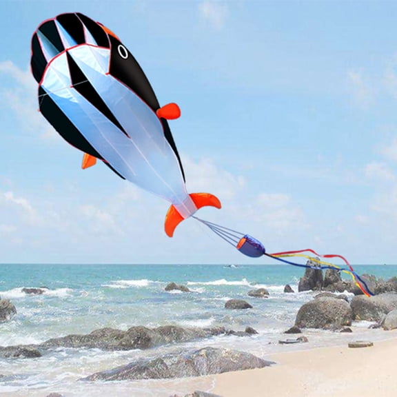 Black Easy Fly Soft Kite For Kids Octopus Design With Long Tail And 30M Line Black