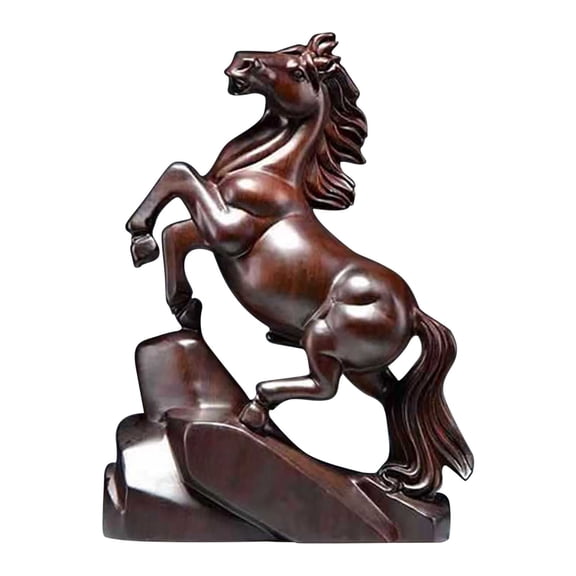 Black Ebony Hand Carved Solid Wood Horse Sculpture Figurine For Home Office Desk Decor 3.15 Inch