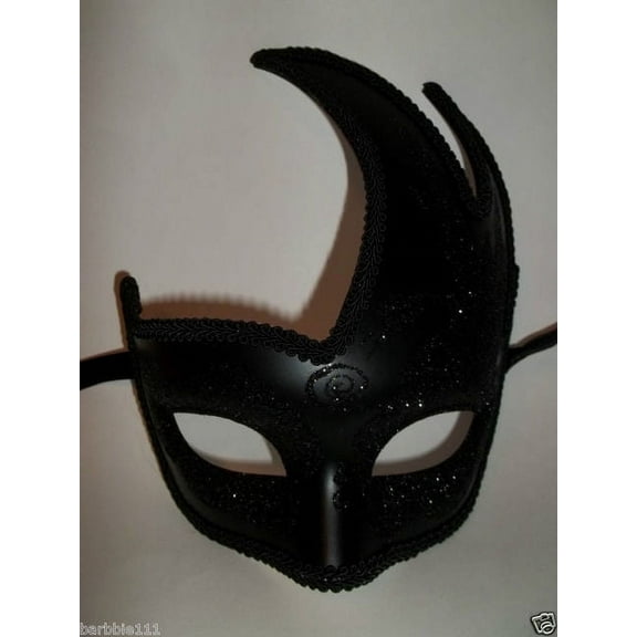 Black Ebony Masquerade Swan Flame Mask Mardi Gras Ball Dance Prom