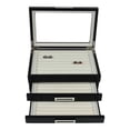 thumbnail image 1 of Black Ebony Wood Cufflink Case & Ring Storage Organizer with Stainless Steel Engravable Design Accent Men's Jewelry Box for 108 Cufflinks, 1 of 6