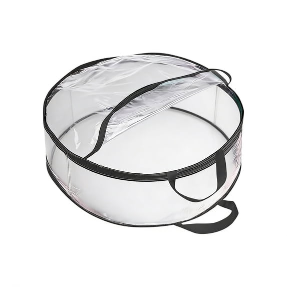 Black Edge 61x20cm Clear PVC Wreath Storage Bag, Transparent Holiday Organizer