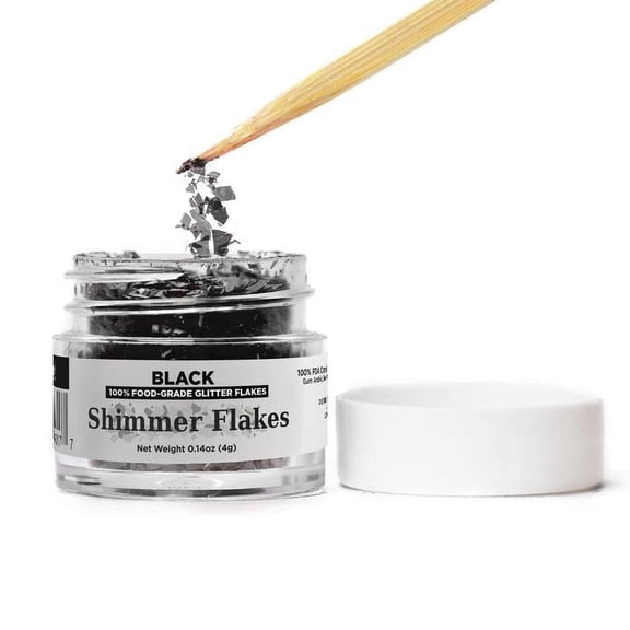 Black Edible Shimmer Flakes - 4g Jar