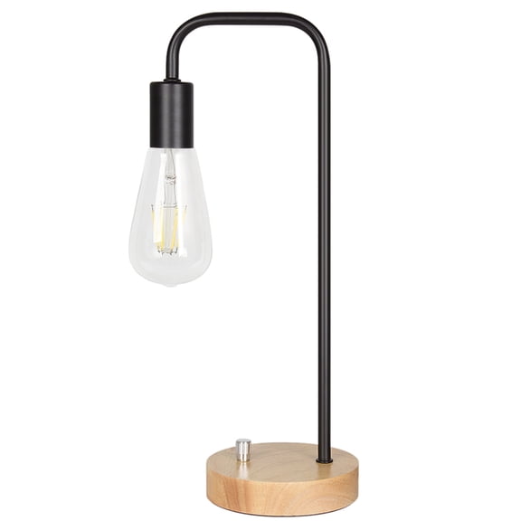 Black Edison Industrial Wooden Table Reading Lamp