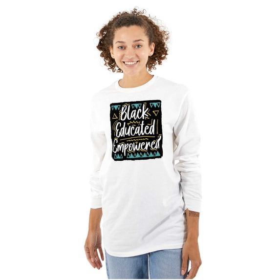 Black Educated and Empowered Quote Women Plus Size Long Sleeve Graphic Tee Brisco Brands 3X