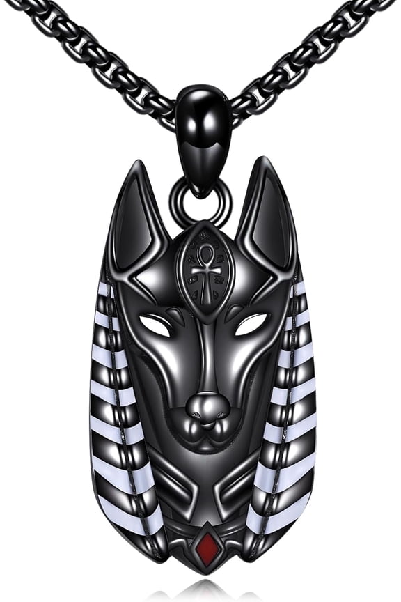 Black Egyptian Anubis Necklace Sterling Silver Egyptian Anubis Jewelry Gifts for Men