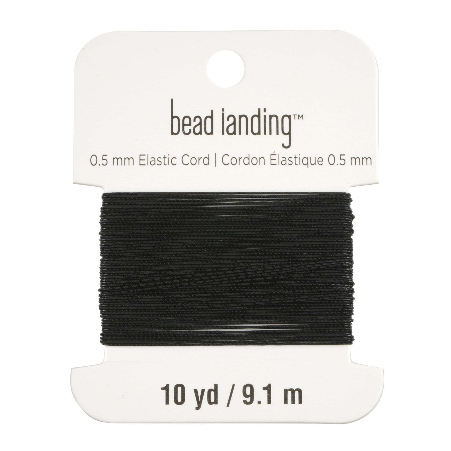 Black Elastic Cord by Bead Landing – 0.5mm Thickness - 10 Yards per Pack for Bracelets - Anklets - and Craft Projects - 24 Pack