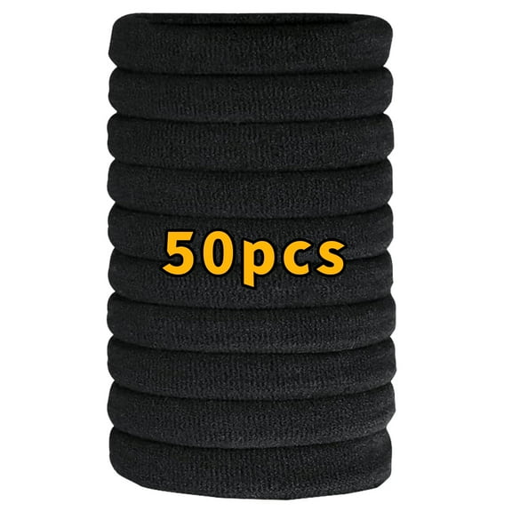Black Elastic Hair Ties,50PCS Hair Rubber Bands No Damage,Small Hair Bands for Thick Ponytail Women,Hair Accessories,Comforts No Slippage Suitable for Different Occasions (Black)