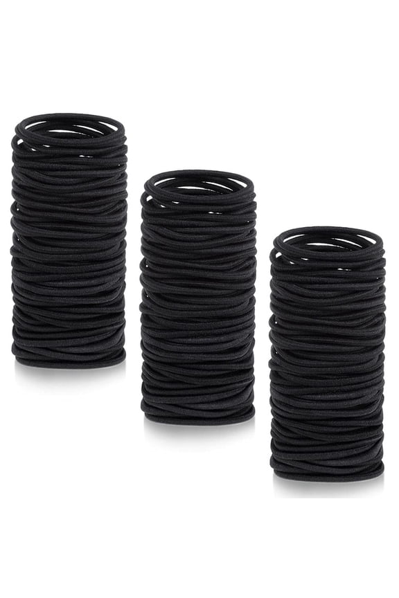 Black Elastics Small Hair Ties 250 Pcs Rubber Bands Ponytail Holders for Women Men Thick Curly Hair 3mm