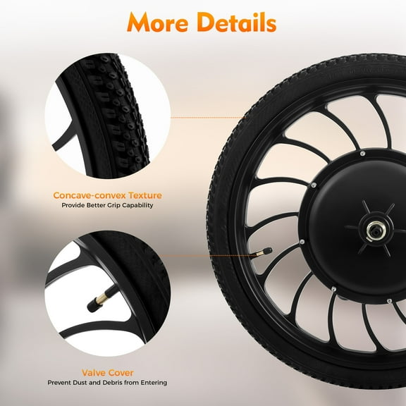 Black Electric Bicycle Motor Wheel 1000W 48V for E-bike Electric Motorcycle-mounted Simple Structure and Smooth Surface