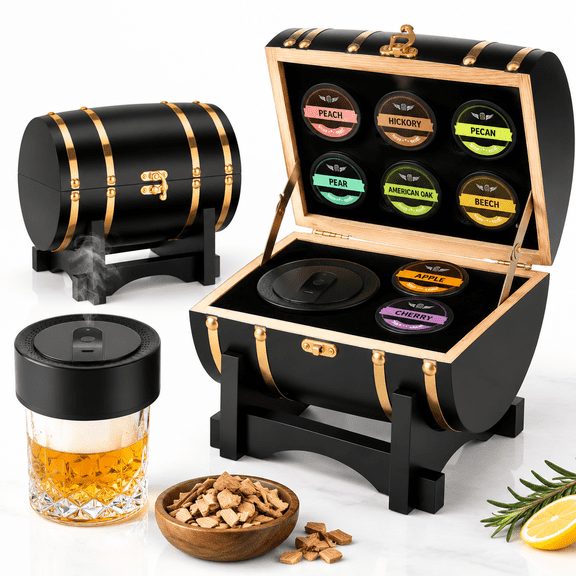 Black Electric Cocktail Kit with Display, Complete Home Bar Tool Set