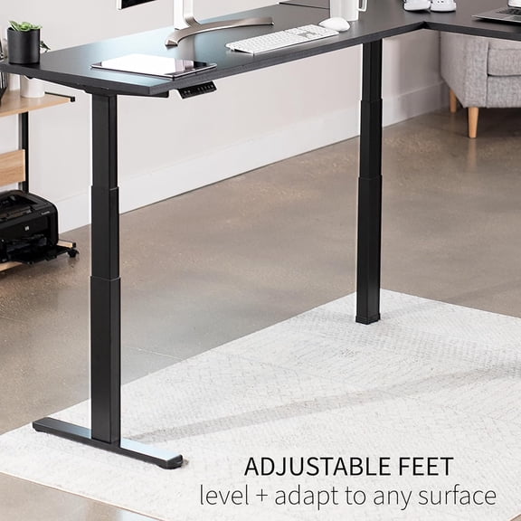 Black Electric Corner 3 Leg Standing Desk Frame, DESK-V130EB | Triple Motor, Height Adjustable, L-Shaped, Holds up to 300 lbs, Sit Stand Ergonomic Standing Desk Legs, Frame Only