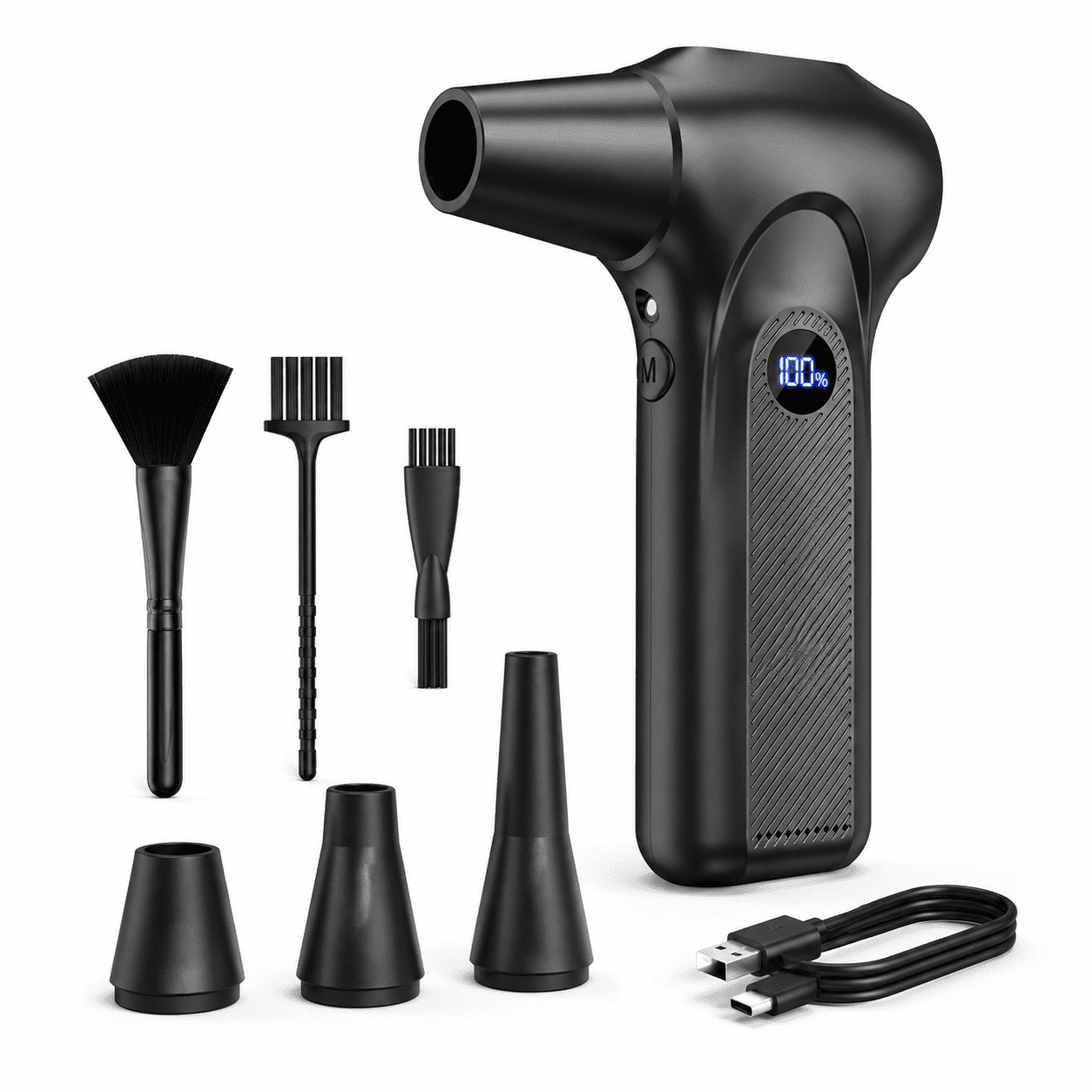 Pc. Clean Duster Black Electric Rechargeable Compressed Air Duster for PC and ...