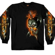 Hot Leathers GMS2068 Men s  Electric Skull  Long Sleeve Black Shirt Medium