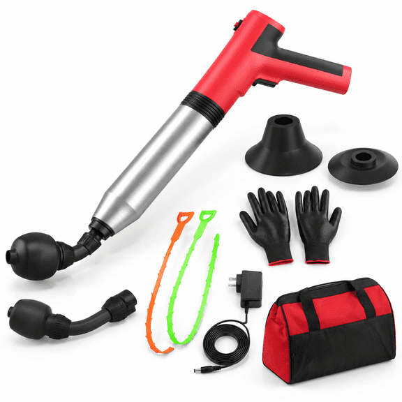 Black Electric Toilet Plunger with Built-in Pump, 5 Bar Air Clog Remover