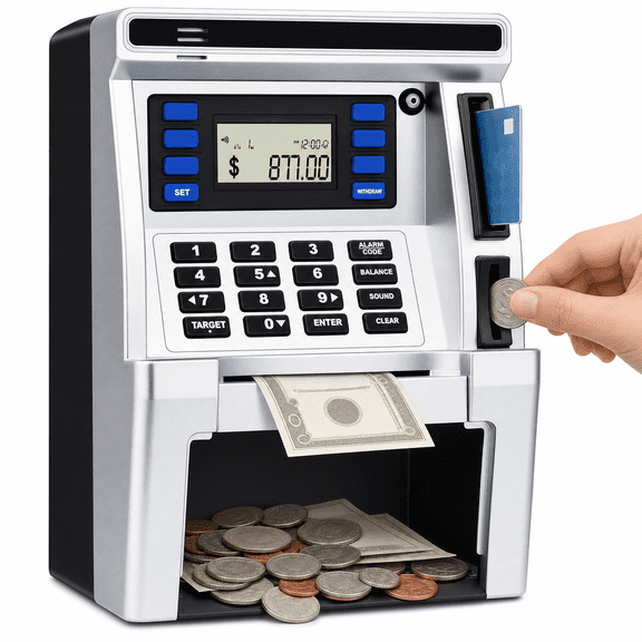 Black Electronic ATM Savings Piggy for Real Money