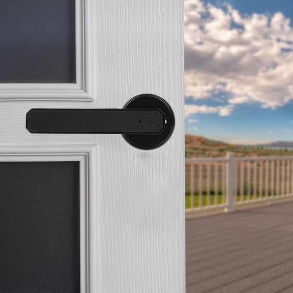 Black Electronic Handle Smart Door Knob Fingerprint Biometric Digital Code Door Lock for Homes, Apartments