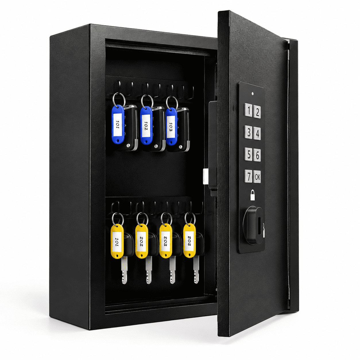 Key Group Lock Box Black Electronic Key Cabinet Lock Box with Code for 40 Keys, Wall ...