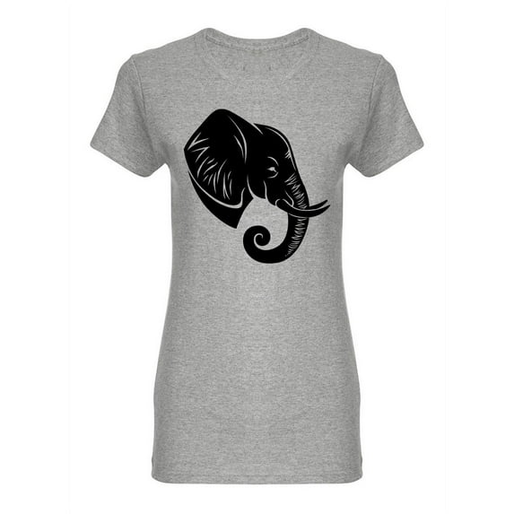 Black Elephant Head Shaped T-Shirt Women -Image by Shutterstock, Female Small