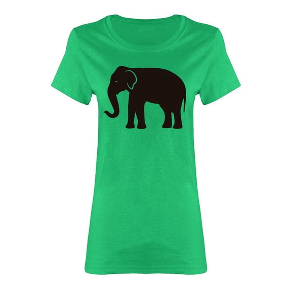 Black Elephant Silhouette Shaped T-Shirt Women -Image by Shutterstock, Female Large