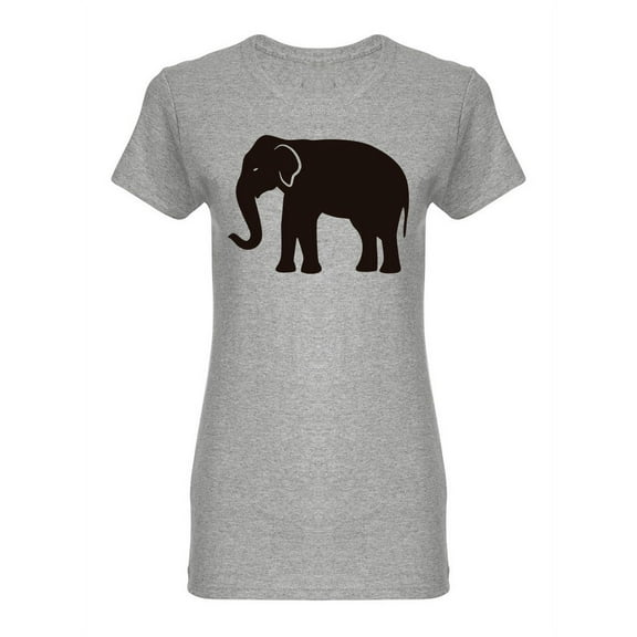 Black Elephant Silhouette Shaped T-Shirt Women -Image by Shutterstock, Female Medium