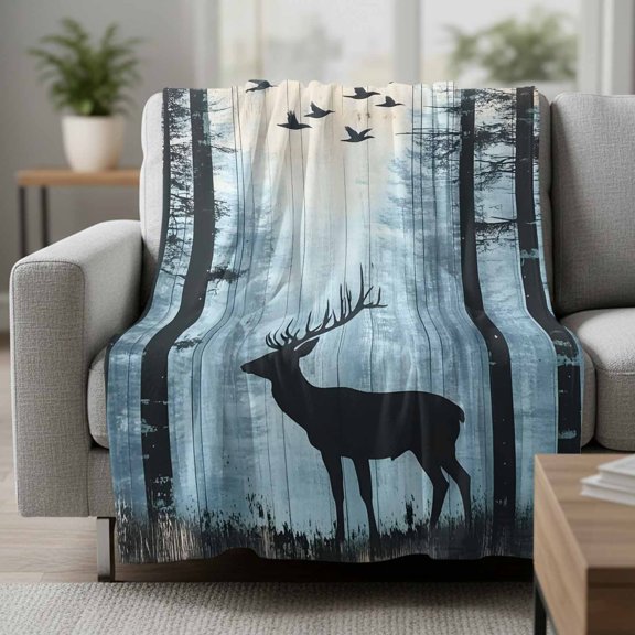 Black Elk Fleece Throw Blanket Sunlight Forest Animal Bird Nature Scenery Ultra Soft Fuzzy Cozy Flannel Throw Blanket for Couch Sofa Bed Car Travel, Ideal Gifts 30x40 Inches