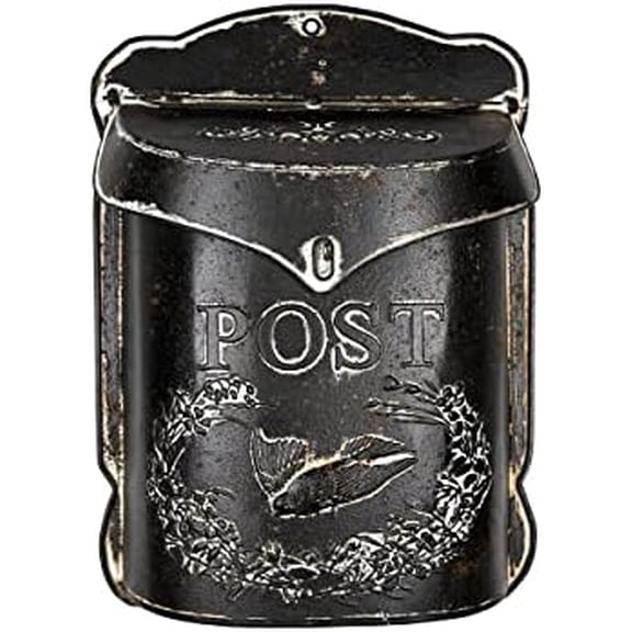Black Embossed Tin Post Letter Box