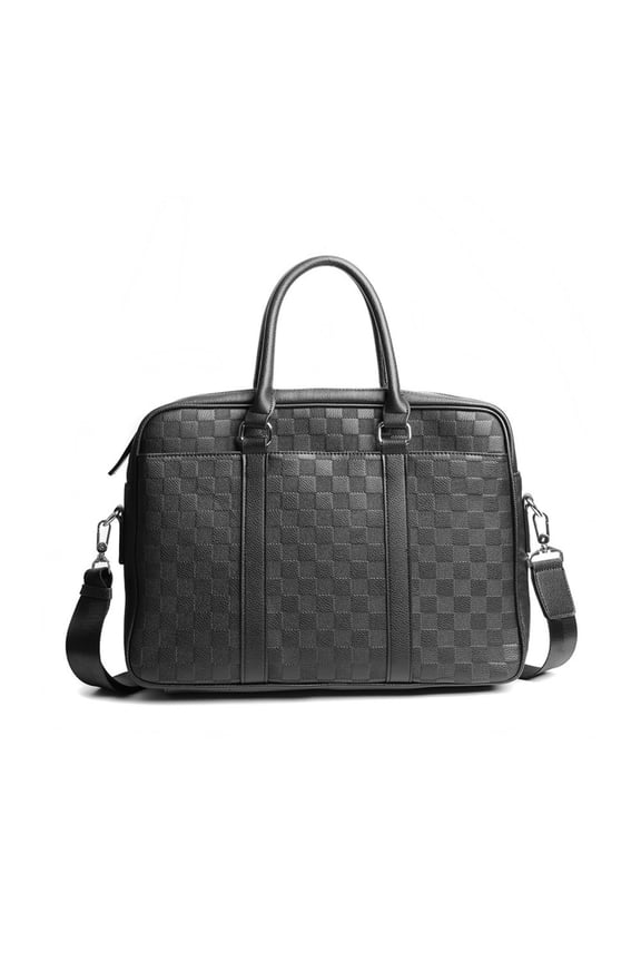 Black Embossing Leather Slim Briefcase Fits 16 Inch Laptop Computer Tote Bag Handbag Shoulder unisex Bag Satchel for Office Business Travel