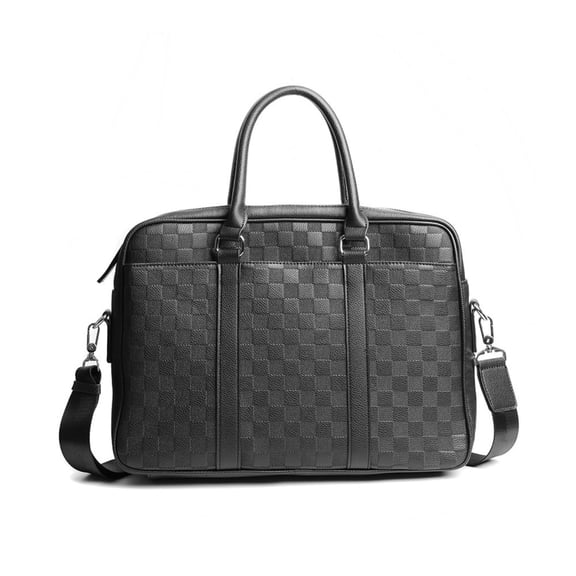 Black Embossing Leather Slim Briefcase Fits 16 Inch Laptop Computer Tote Bag Handbag Shoulder unisex Bag Satchel for Office Business Travel