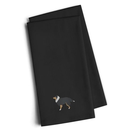Black Embroidered Kitchen Towel Set of 2