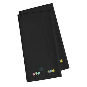 Black Embroidered Kitchen Towel Set of 2