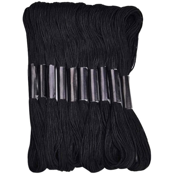 Black Embroidery Floss, 24 Skeins Embroidery Thread Friendship Bracelet String, Cross Stitch Threads Hair Wrap Yarn