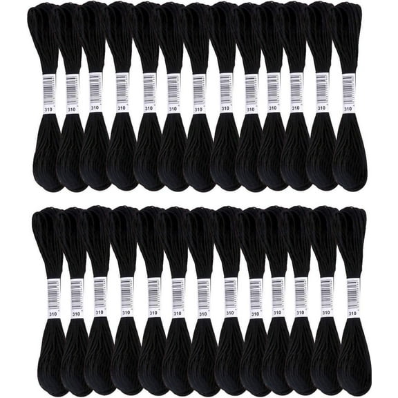 Black Embroidery Floss,24 Skeins Embroidery Threads for Cross Stitch,Friendship Bracelets String,and DIY Art Craft