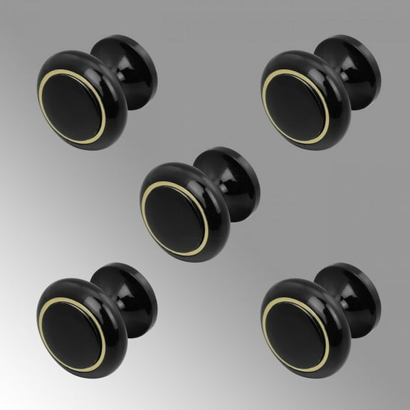 Black Enamel Coated Solid Brass Cabinet Knobs Set of 5 Renovators Supply