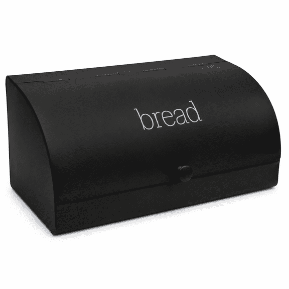 Black Enamel Countertop Bread Bin, Farmhouse Retro Style