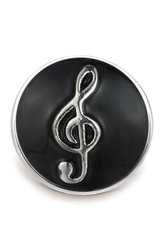 Black Enamel Music Note Snap Jewelry Ginger Charm Button, For Interchangeable DIY Customizable Accessories