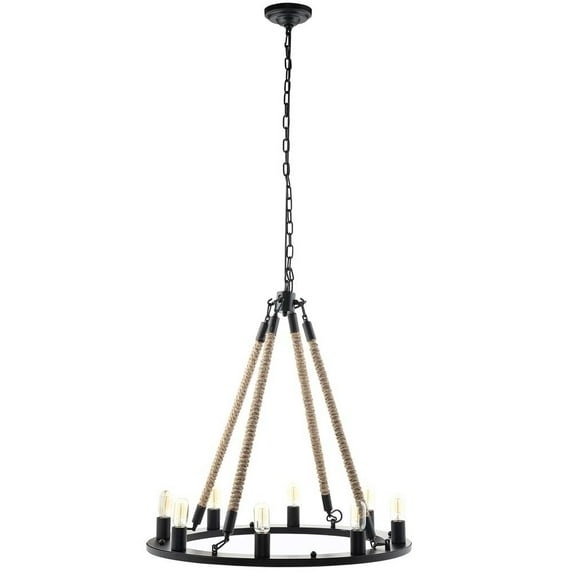 Modway Encircle 8-Light Modern Metal Chandelier in Black Finish