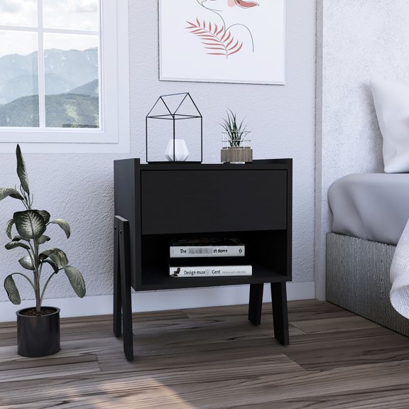 Black End Table for Bedroom | Use in Tight Spaces | Smooth Drawer Movement | Keep Things Accessible