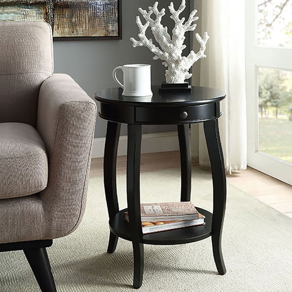 Black End Table with 1-Drawer,Black Wood Furniture Primary Living Space Tables