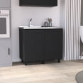 thumbnail image 1 of Black Engineered Wood Construction - Durable Countertop with Easy - Grip Handles - Kitchen Setup - Enhance Kitchen Storage, 1 of 4