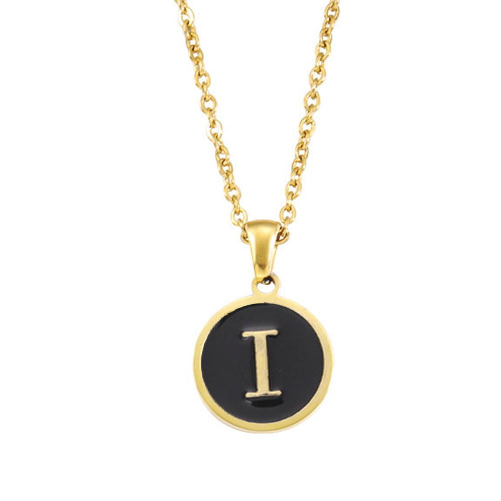 Black English Letter Necklace Pendant Circular Pendant 26 Characters ...