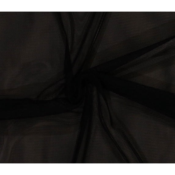 Black English Netting Polyester Mesh Net Fabric By the Yard (BLACK-2237V-5N)