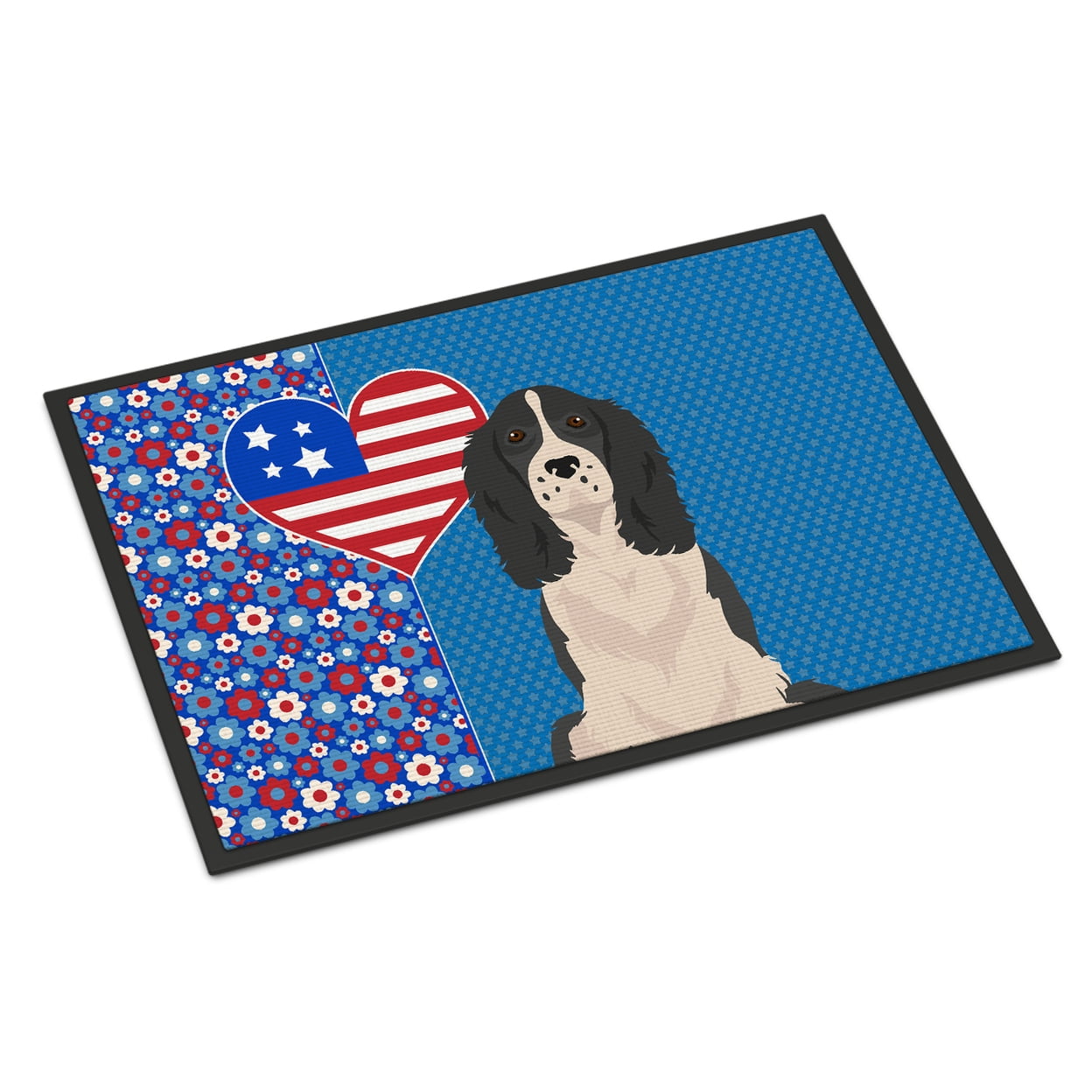 Black English Springer Spaniel USA American Indoor or Outdoor Mat 24x36