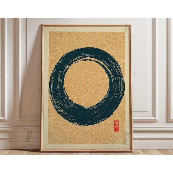 Black Enso Circle Zen Abstract Brushstroke Wall Art Print, Unframed Paper Poster 8x10in