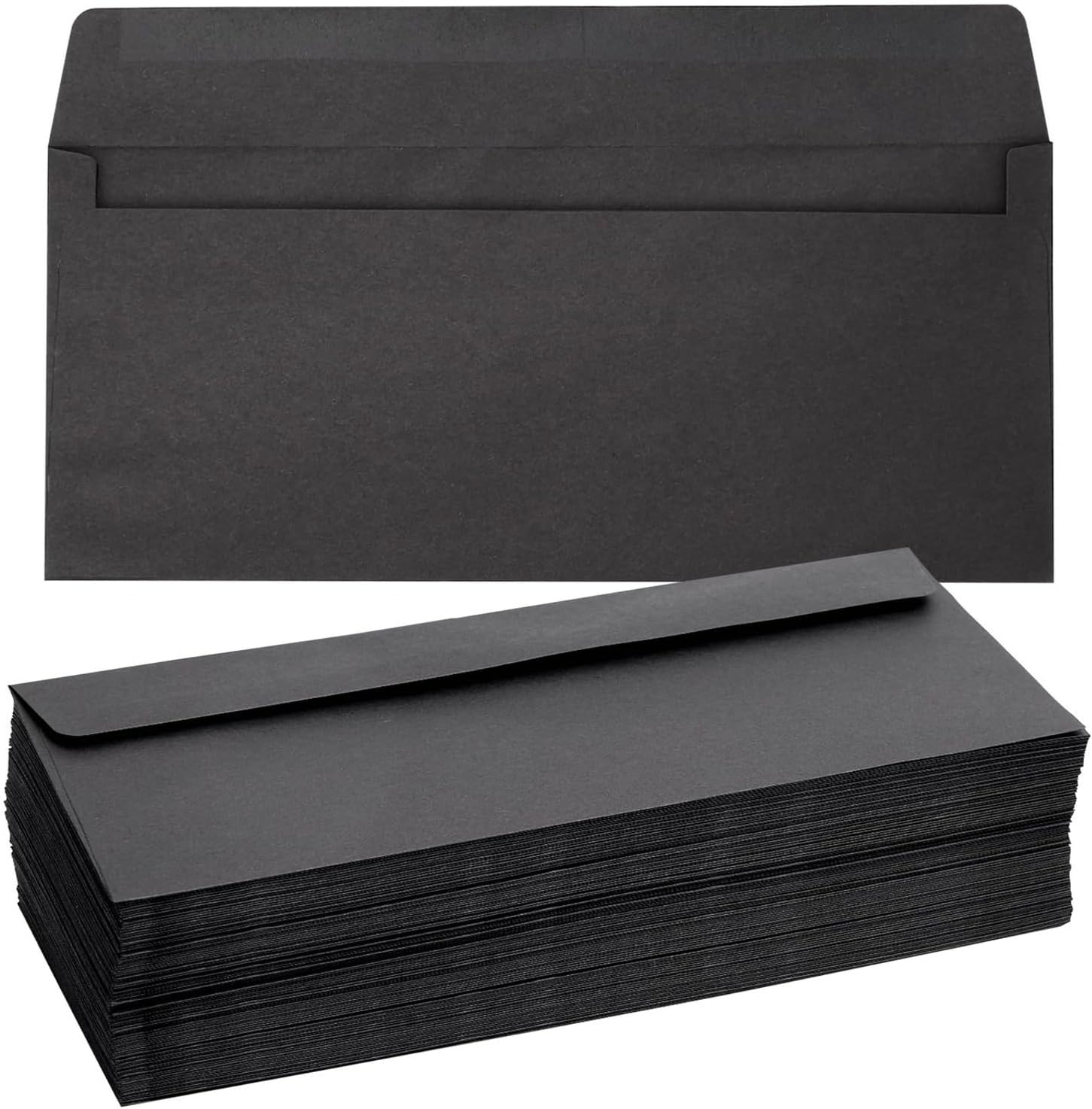 Black Envelopes - Bulk Letter Envelopes for Personal & Business Mailings - Square Flap & Gummed Seal - 100 Pack #10, 9.5 x 4.13 In