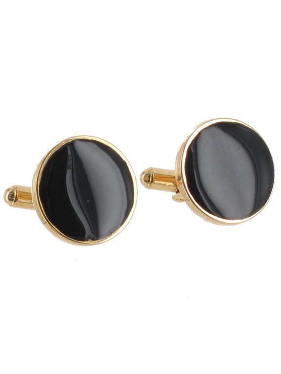 Black Epoxy Gold Tone Classic Cufflinks Gift Boxed Made In The Usa Mens Adult Male