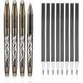Black Erasable Gel Pens Fine Point Black Ink Pack of (4 Black pen+ 8