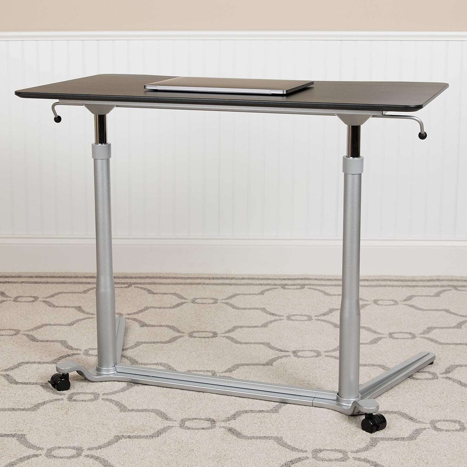 ErgoFlex Silver and Black Adjustable Height Mobile Standing Desk
