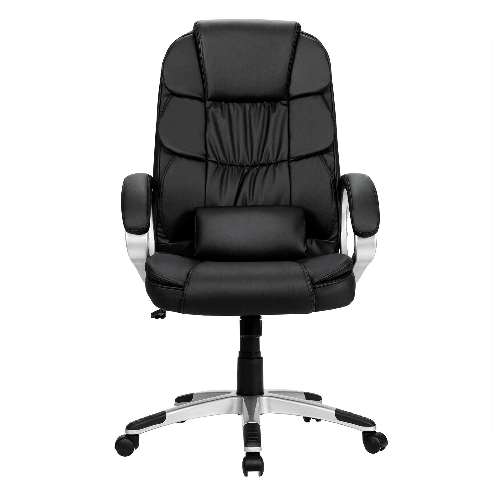 Black Ergonomic Office Task Chair High Back Leather Swivel w/ Lumbar Support