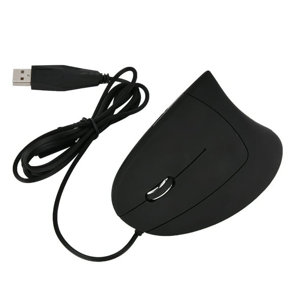 Black Ergonomical Mouse, Left Hand 1600DPI Plug and Play Wired for Gamers Programmers Office Workers