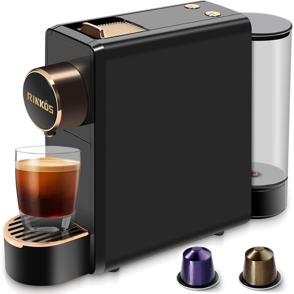 Black Espresso Machine for Nespresso Compatible Capsule Single Serve Coffee Maker Programmable for Espresso Pods Premium Italian 20 Bar High Pressure Pump Mini Coffee and Espresso Machine